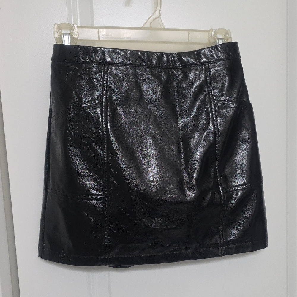 Art Class Shiny Black Skirt